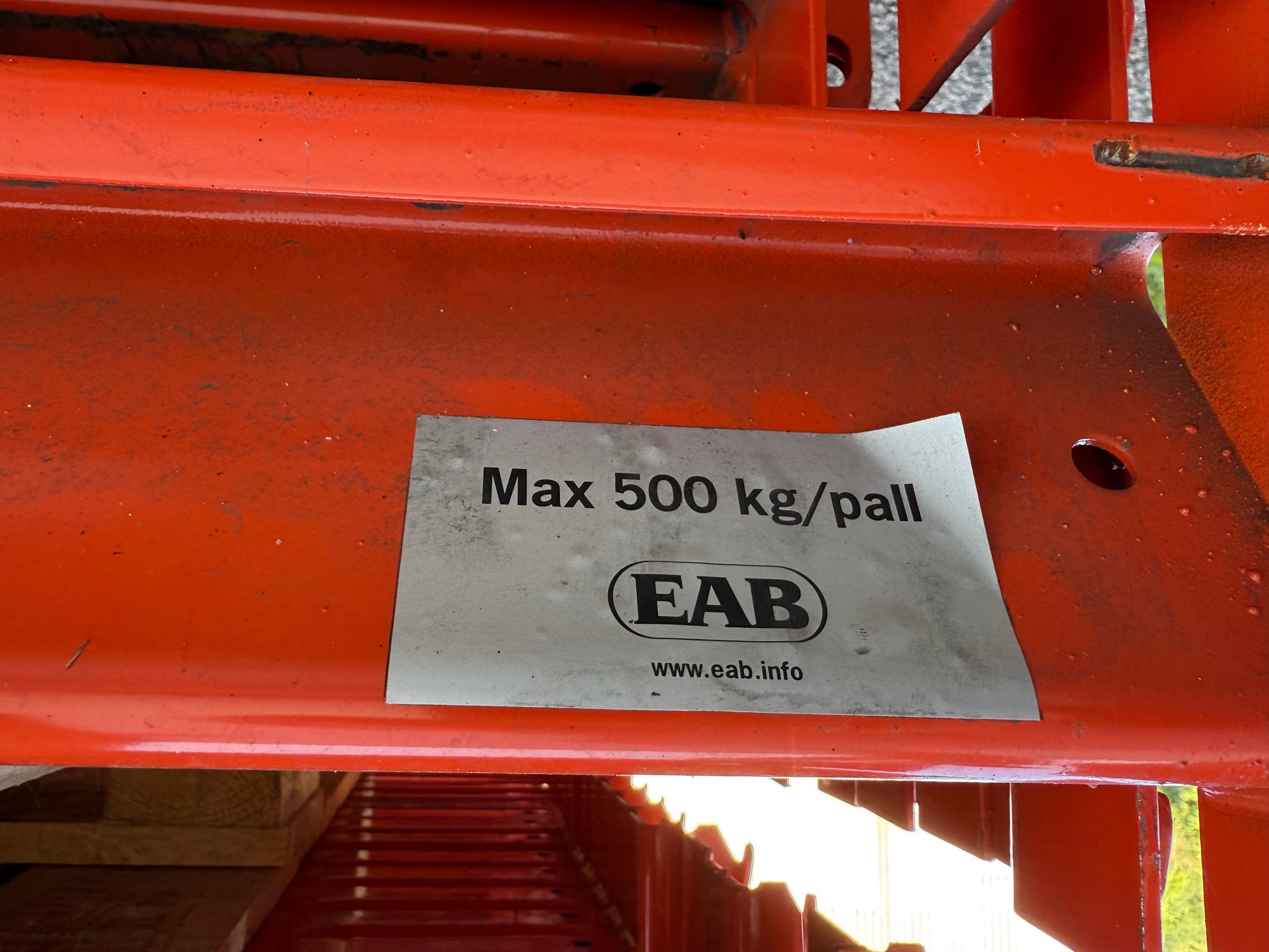 Rack à palettes - 5m de hauteur - 14m linéaire - 1500 kg par niveau - 45 emplacements palettes Europe